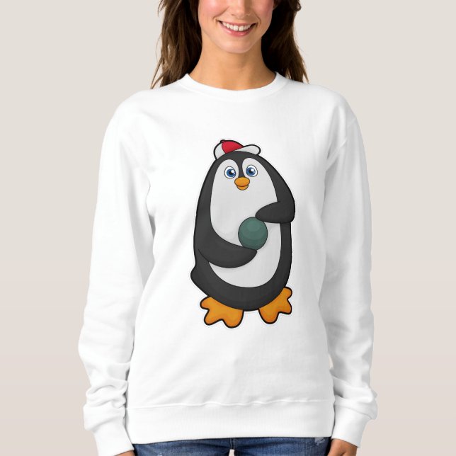 Penguin at Bowling with Bowling ball Sweatshirt (Front)