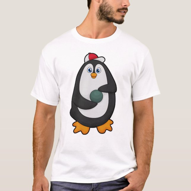Penguin at Bowling with Bowling ball T-Shirt (Front)