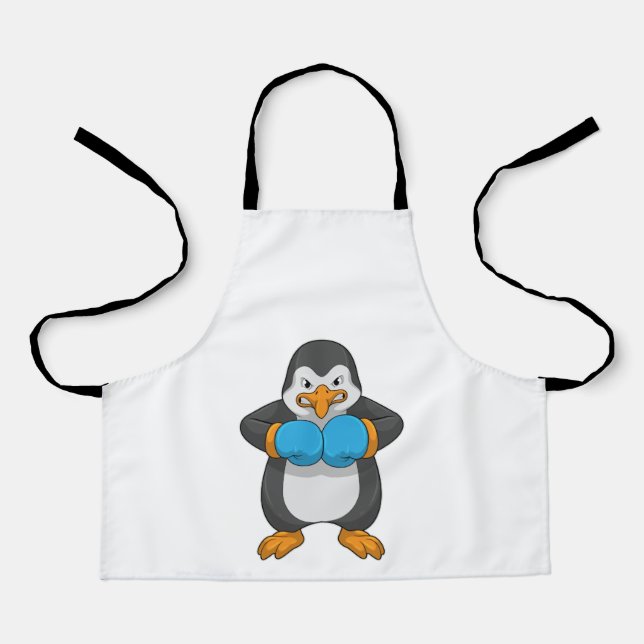 Penguin at Boxing with Boxing gloves Apron (Front)