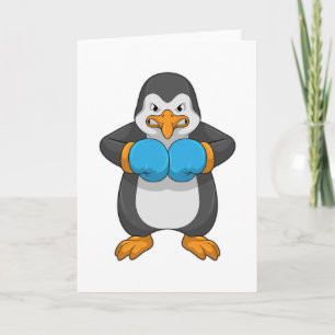 Penguin at Boxing with Boxing gloves Card