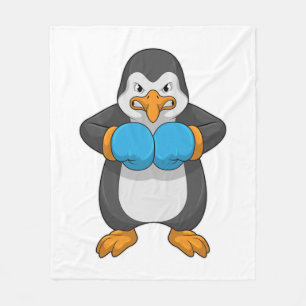 Penguin at Boxing with Boxing gloves Fleece Blanket