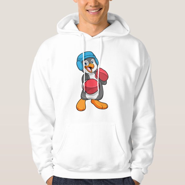Penguin at Boxing with Boxing gloves & Helmet Hoodie (Front)