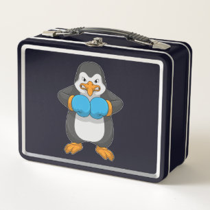 Penguin at Boxing with Boxing gloves Metal Lunch Box