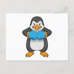 Penguin at Boxing with Boxing gloves Postcard