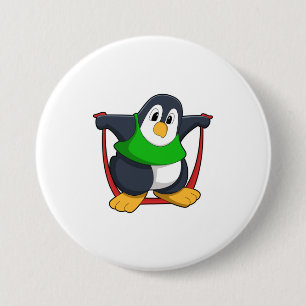 Penguin at Fitness with Skipping rope.PNG 3 Inch Round Button