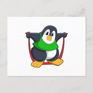 Penguin at Fitness with Skipping rope.PNG Postcard