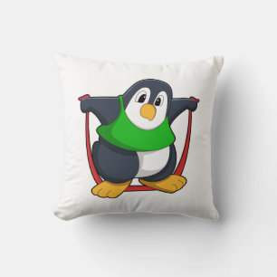 Penguin at Fitness with Skipping rope.PNG Throw Pillow