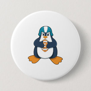 Penguin at Football Sports 3 Inch Round Button