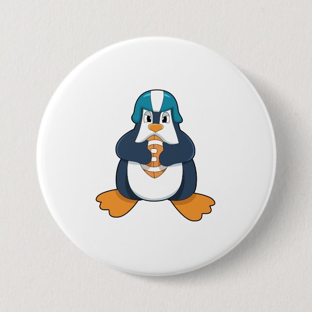Penguin at Football Sports 3 Inch Round Button (Front)