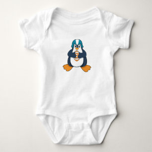 Penguin at Football Sports Baby Bodysuit