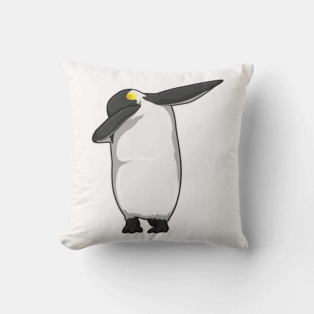 Penguin at Hip Hop Dance Dab Throw Pillow (Front)