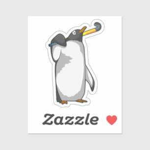 Penguin at Hockey with Hockey stick