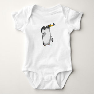 Penguin at Hockey with Hockey stick Baby Bodysuit