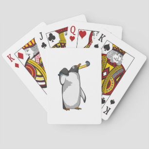 Penguin at Hockey with Hockey stick Playing Cards