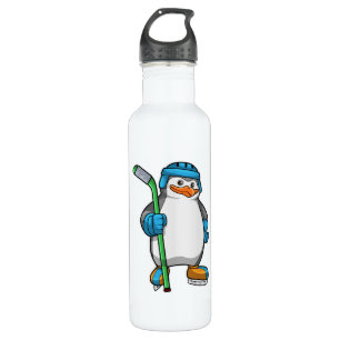 Penguin at Ice hockey with Ice hockey stick 710 Ml Water Bottle