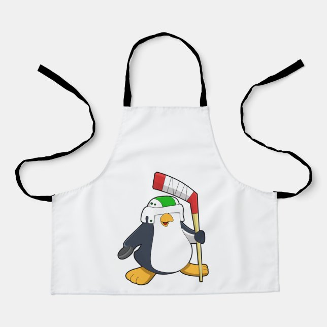 Penguin at Ice hockey with Ice hockey stick Apron (Front)