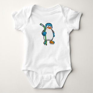 Penguin at Ice hockey with Ice hockey stick Baby Bodysuit