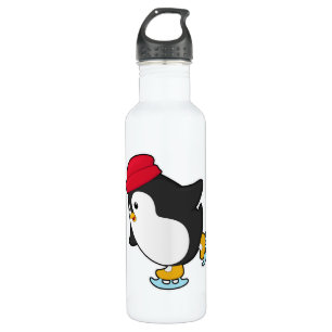 Penguin at Ice skating with Hat 710 Ml Water Bottle