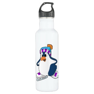 Penguin at Ice skating with Ice skates 710 Ml Water Bottle