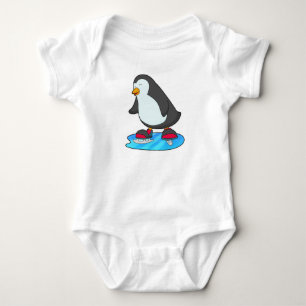 Penguin at Ice skating with Ice skates Baby Bodysuit