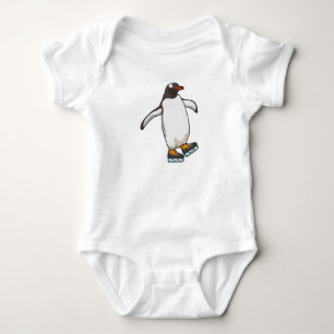 Penguin at Ice skating with Ice skates Baby Bodysuit
