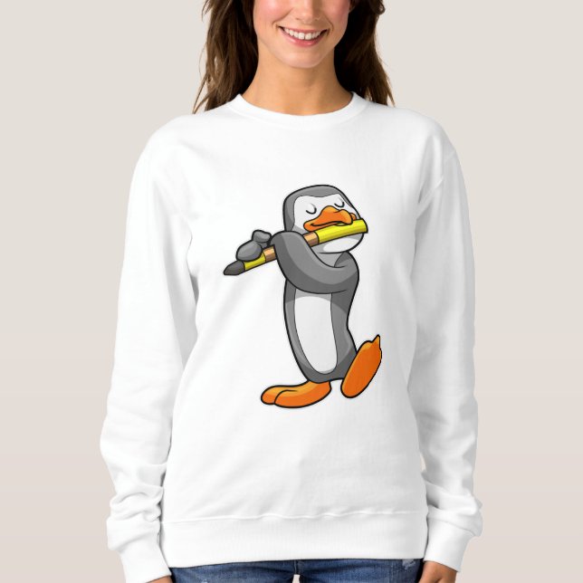 Penguin at Music with Flute Sweatshirt (Front)