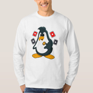 Penguin at Poker with Poker cards T-Shirt