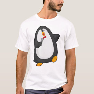 Penguin at Singing with Microphone & Tie T-Shirt