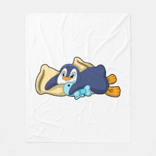 Penguin at Sleeping with Pillow Fleece Blanket