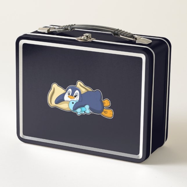 Penguin at Sleeping with Pillow Metal Lunch Box (Front)