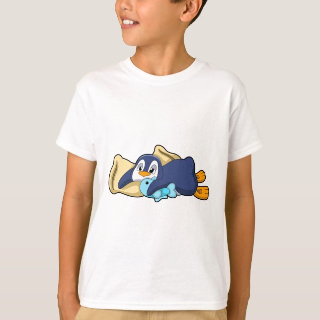 Penguin at Sleeping with Pillow T-Shirt (Front)