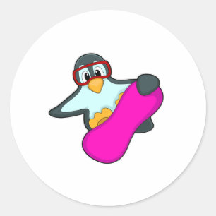Penguin at Snowboard Sports & Ski goggles Classic Round Sticker