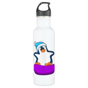 Penguin at Snowboarding with Snowboard 710 Ml Water Bottle