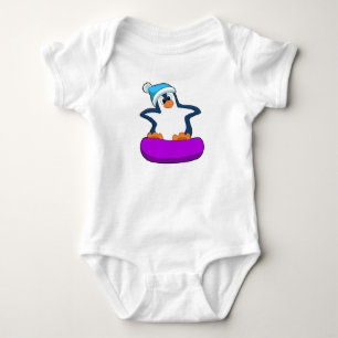 Penguin at Snowboarding with Snowboard Baby Bodysuit