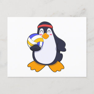 Penguin at Volleyball Sports Postcard