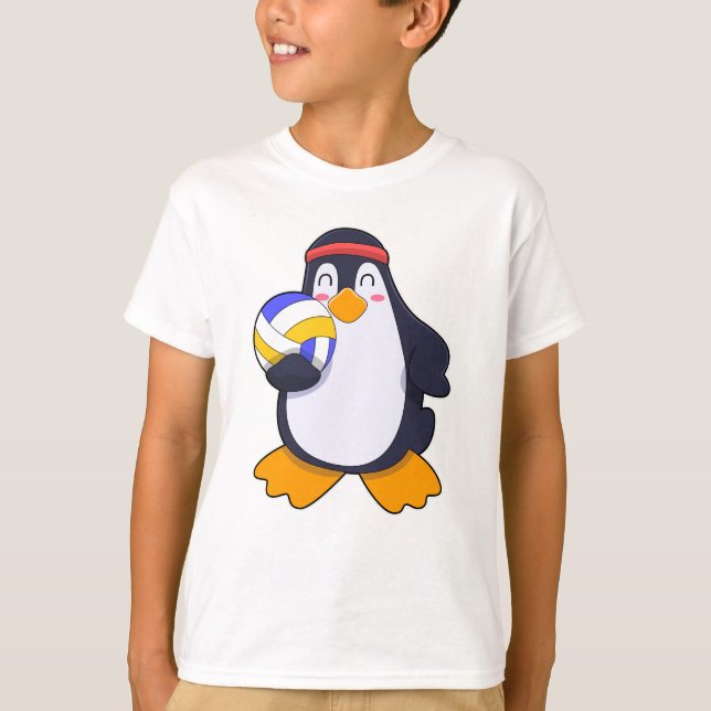 Penguin at Volleyball Sports T-Shirt (Front)