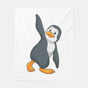 Penguin at Yoga Stretching exercise Fleece Blanket