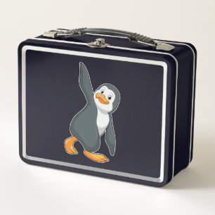 Penguin at Yoga Stretching exercise Metal Lunch Box
