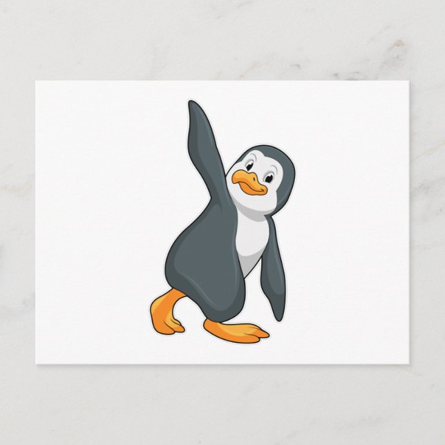 Penguin at Yoga Stretching exercise Postcard (Front)