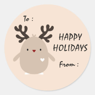 Penguin avec Antlers Sticker Étiquette cadeau de v