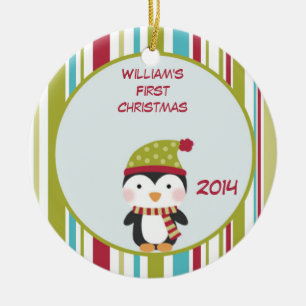 Penguin Baby 1st Christmas Customizable Ornament