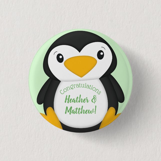 Penguin Baby Shower 1 Inch Round Button (Front)