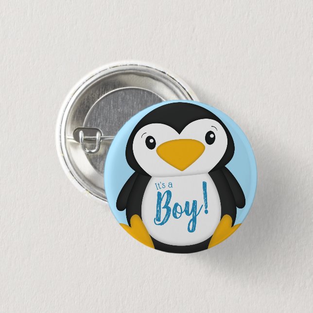 Penguin Baby Shower 1 Inch Round Button (Front & Back)