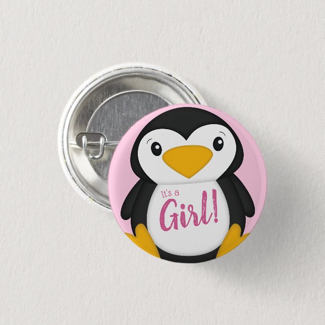 Penguin Baby Shower 1 Inch Round Button (Front & Back)