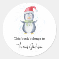 Penguin - baby shower bookplate