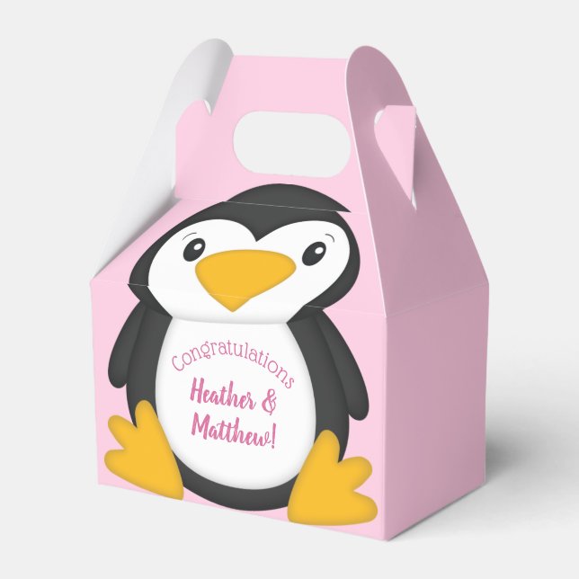 Penguin Baby Shower Favor Box (Front Side)