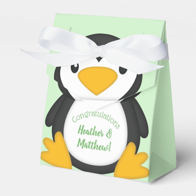 Penguin Baby Shower Favor Box (Front Side)