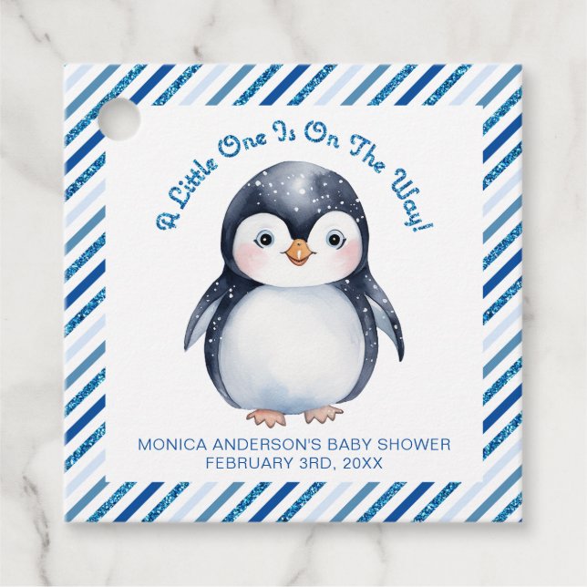 Penguin Baby Shower Favour Tags – Winter (Front)