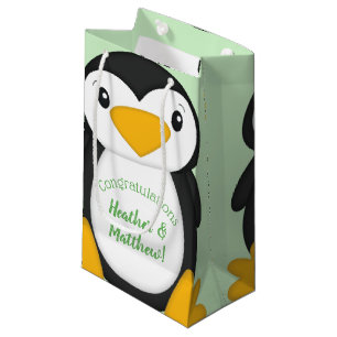 Penguin Baby Shower Green Small Gift Bag