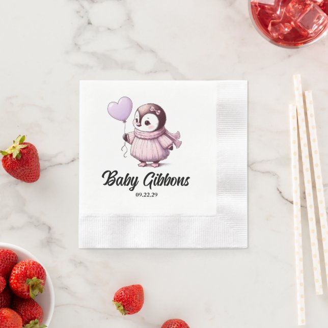 Penguin Baby Shower Napkin (Insitu)